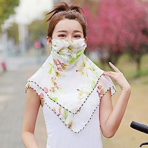 Women Face Mask Chiffon Mask,Scarf Neck Gaiter with Ear